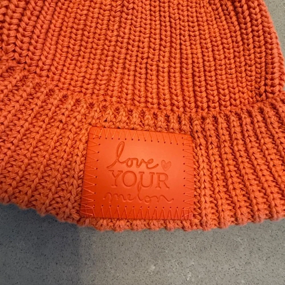 NWOT-Love Your Melon LYM Youth Beanie Orange Fox Ear Knit Logo Cap Hat New